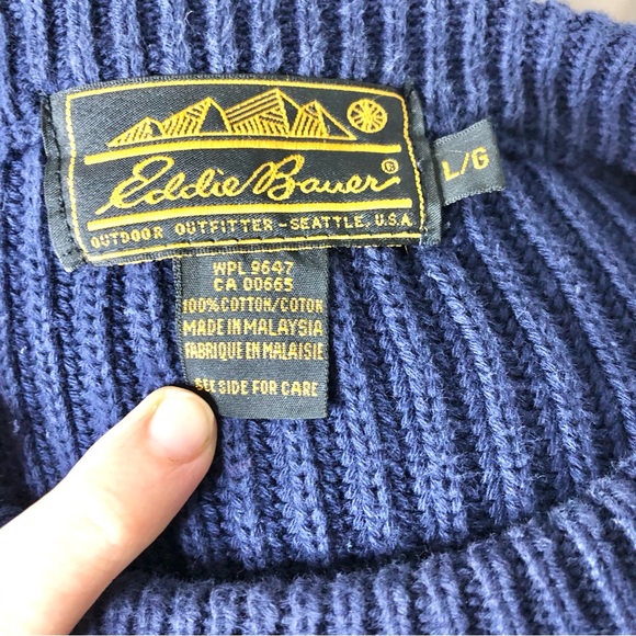 Vintage Eddie Bauer 💯% cotton military/ field sweater, shoulder/ elbow patches - Picture 5 of 5